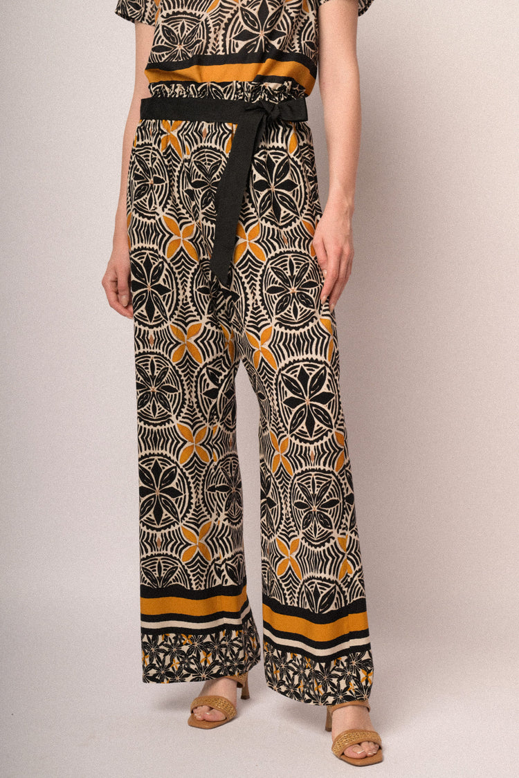 Multicolor ethnic print cotton trousers