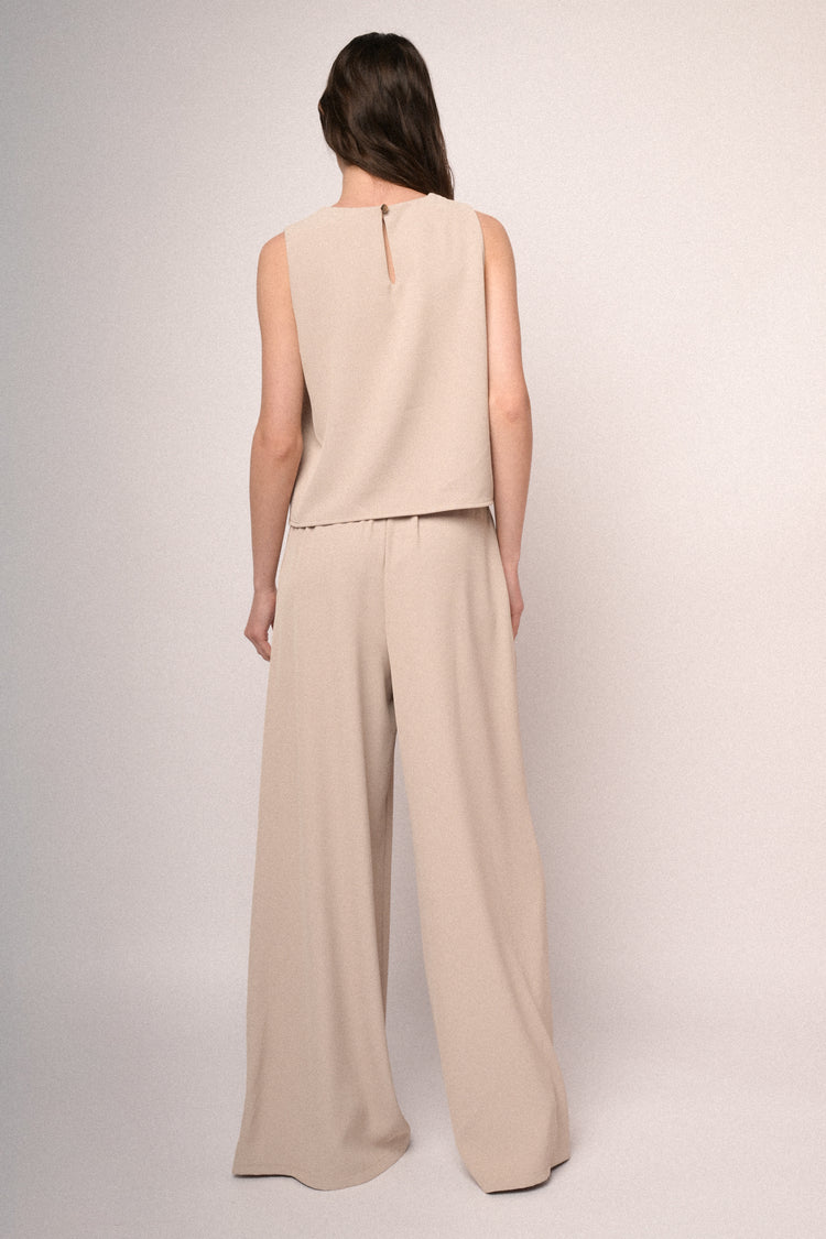 Beige extra-wide leg trousers