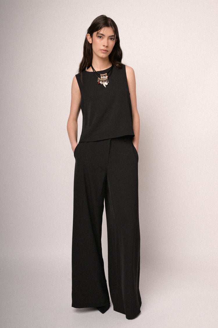 Black extra-wide leg trousers