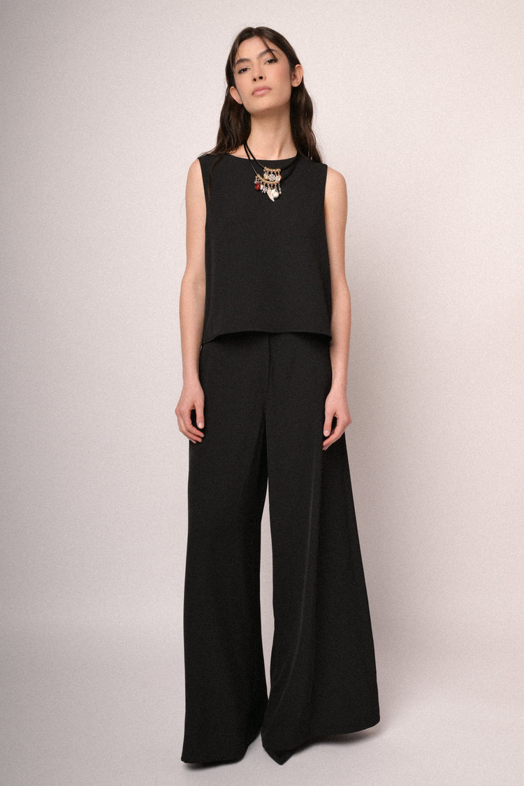 Black extra-wide leg trousers