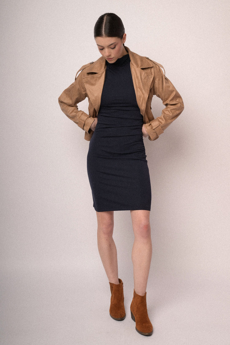 Gathered sheath mini dress