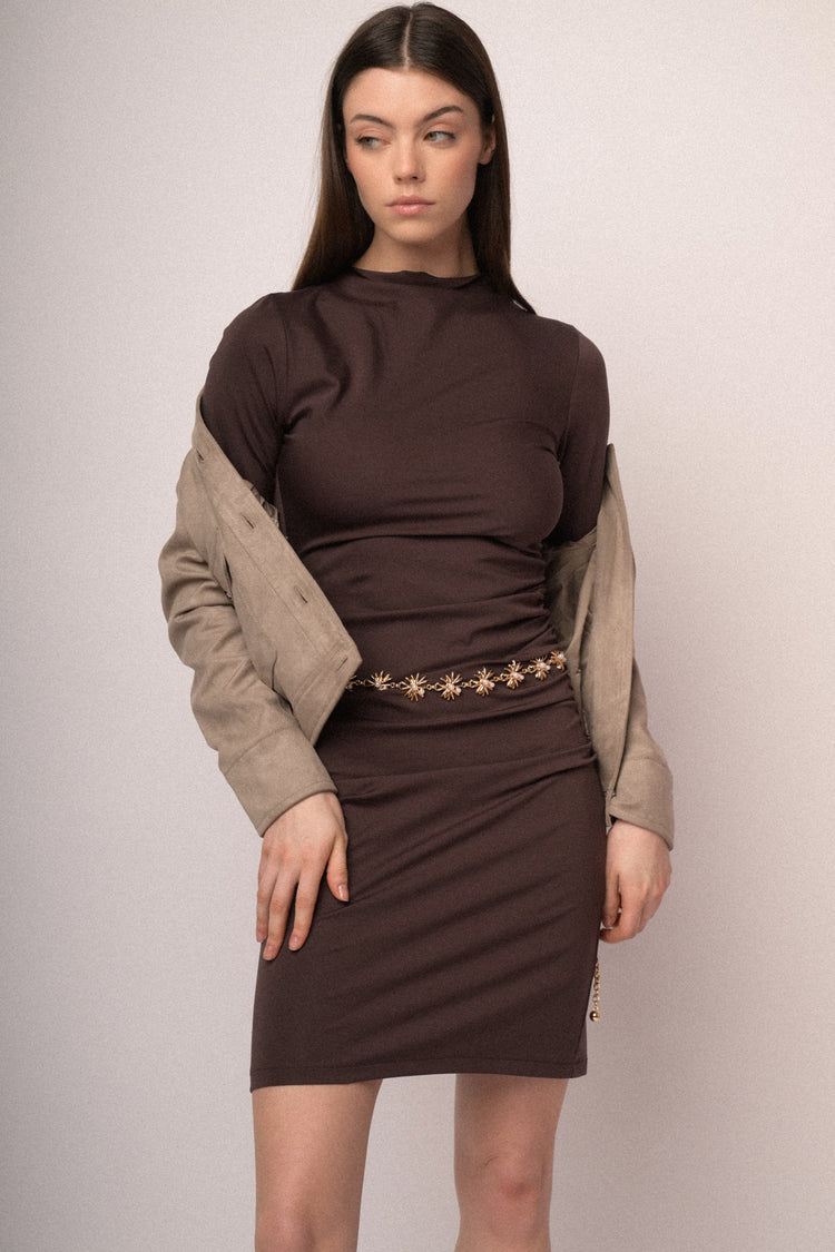 Gathered sheath mini dress