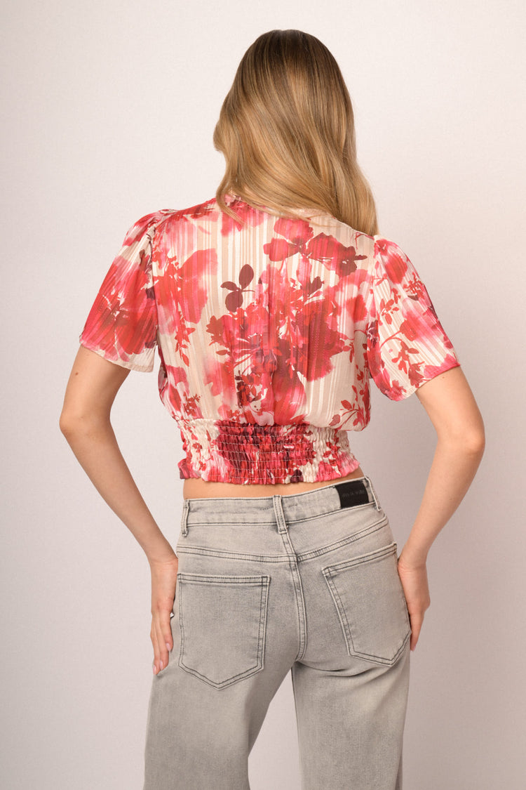 Multicolor floral print cropped top