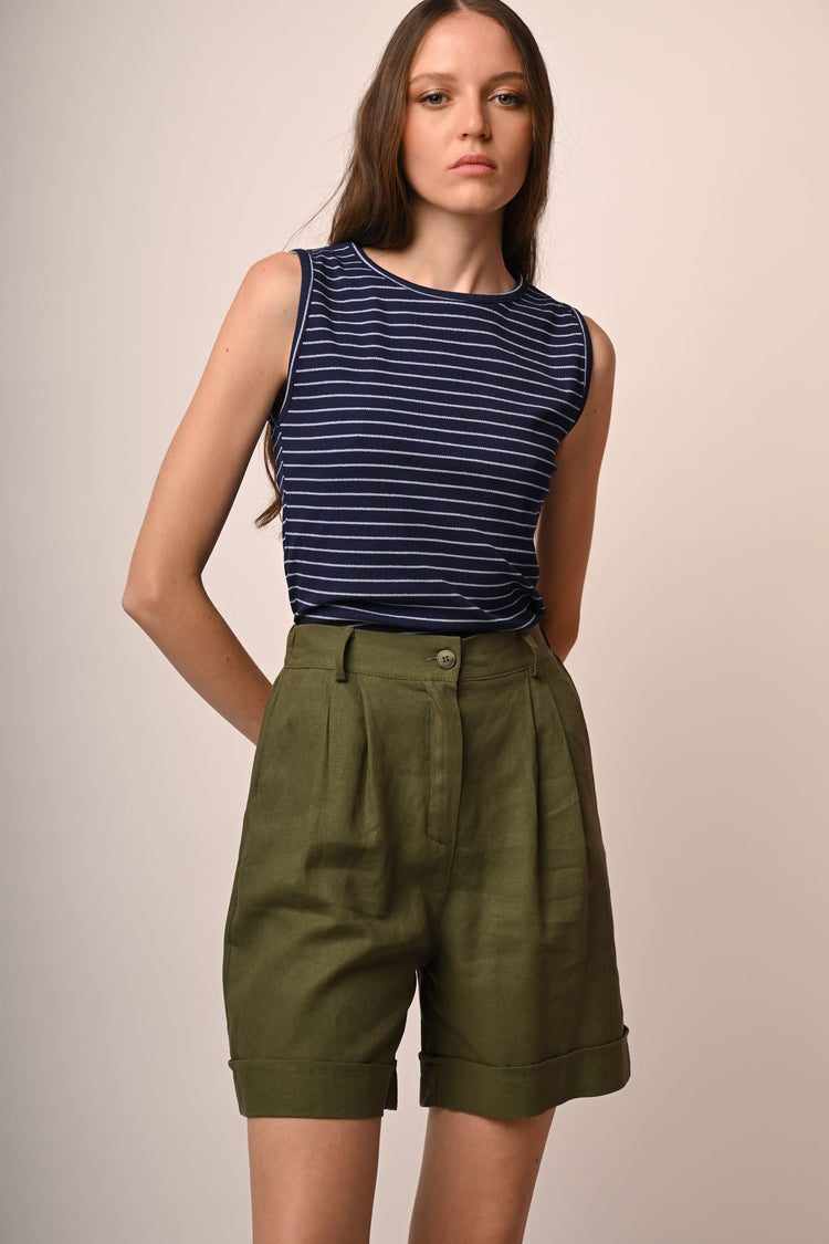 Linen and viscose shorts