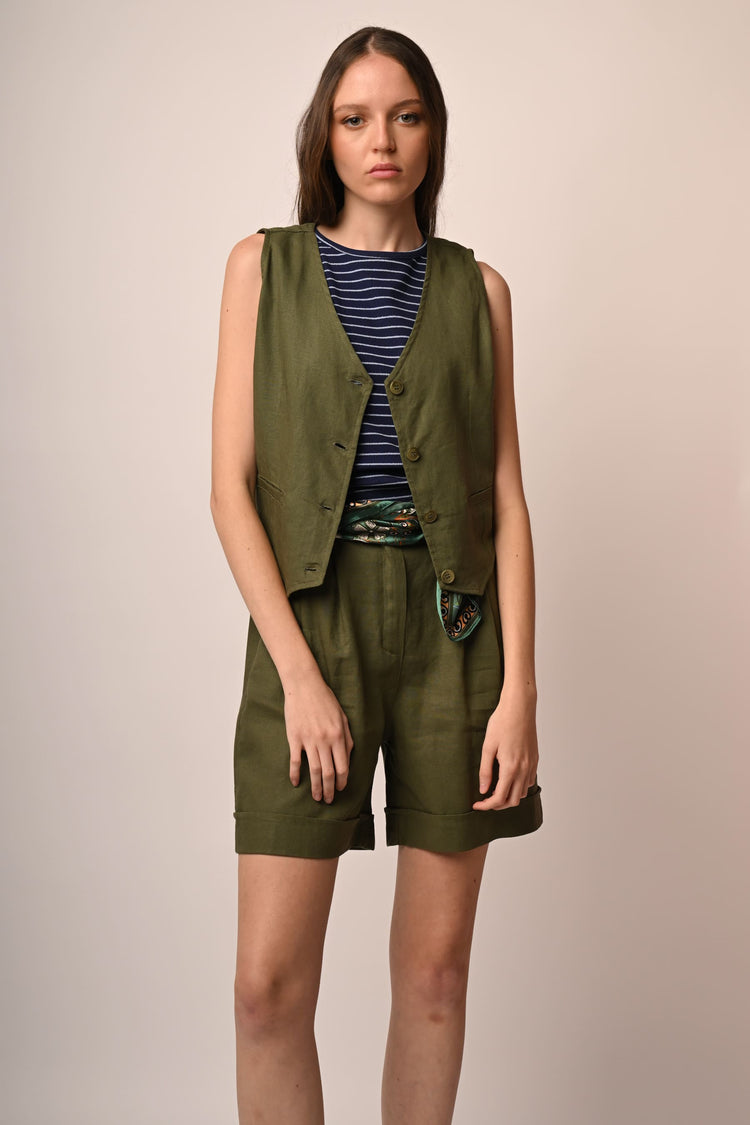 Linen and viscose shorts