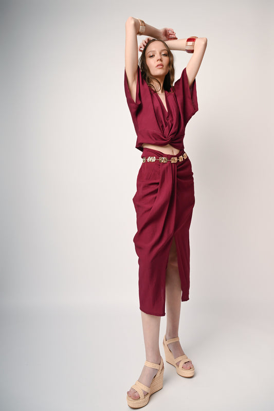 Twist midi skirt