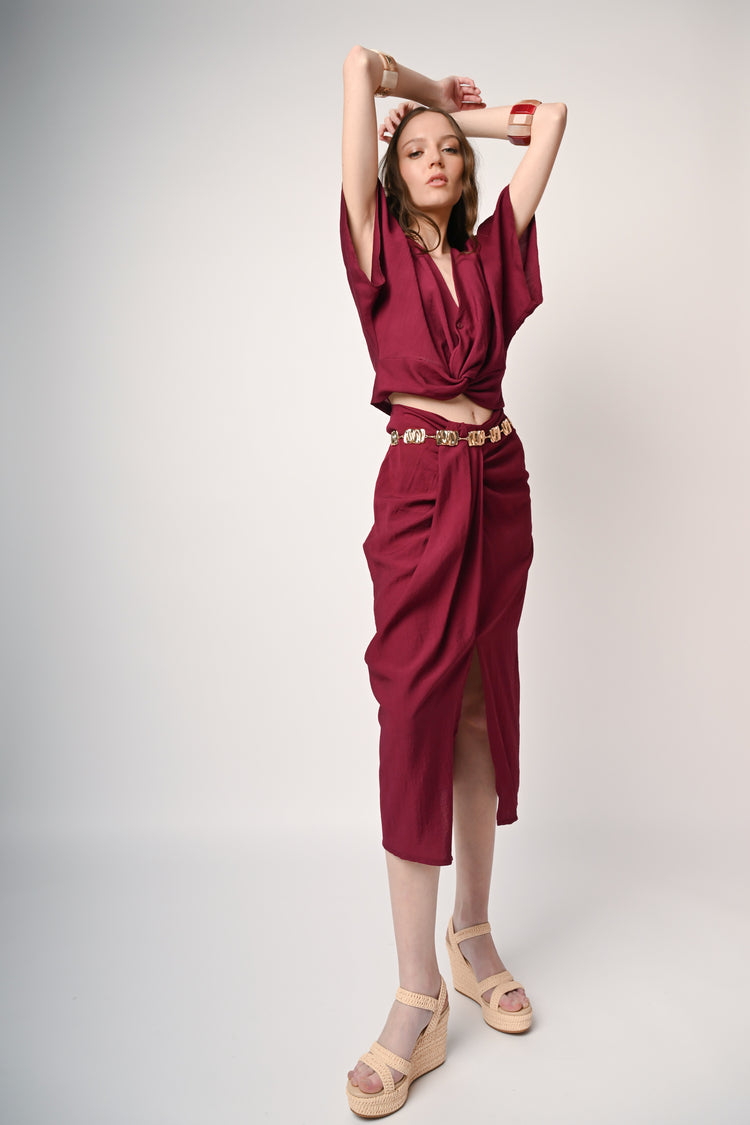 Twist midi skirt