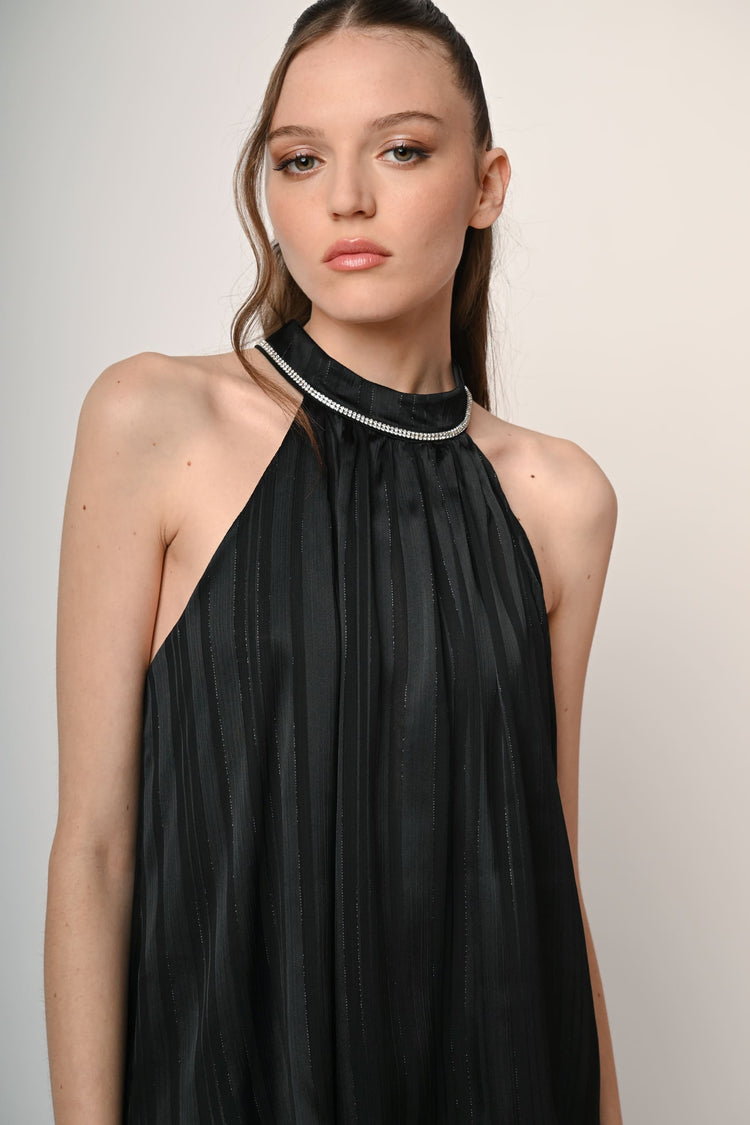 Rhinestone lurex georgette top