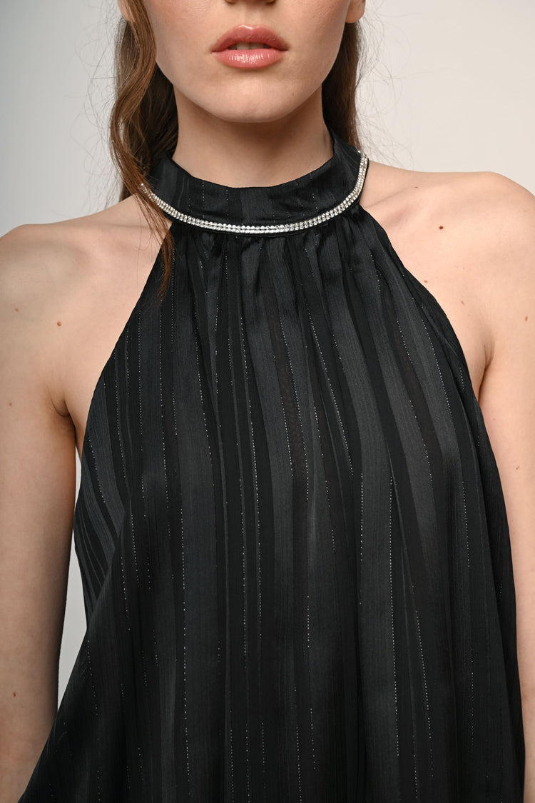 Rhinestone lurex georgette top