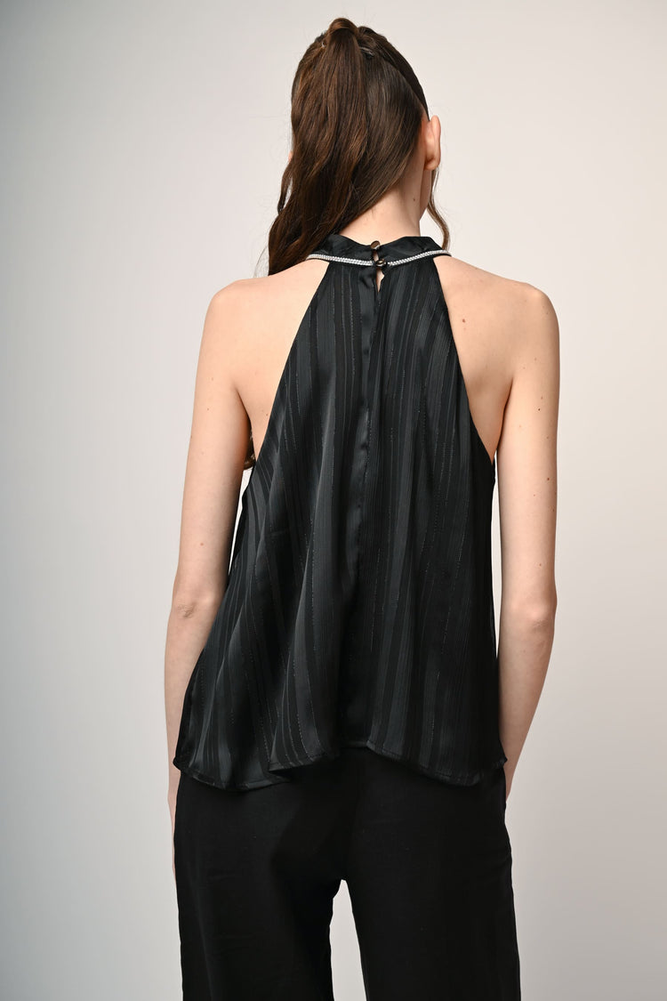 Rhinestone lurex georgette top