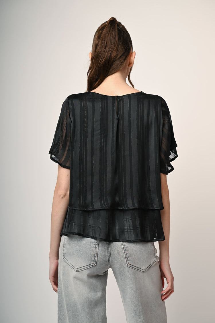 Rhinestone georgette layered top
