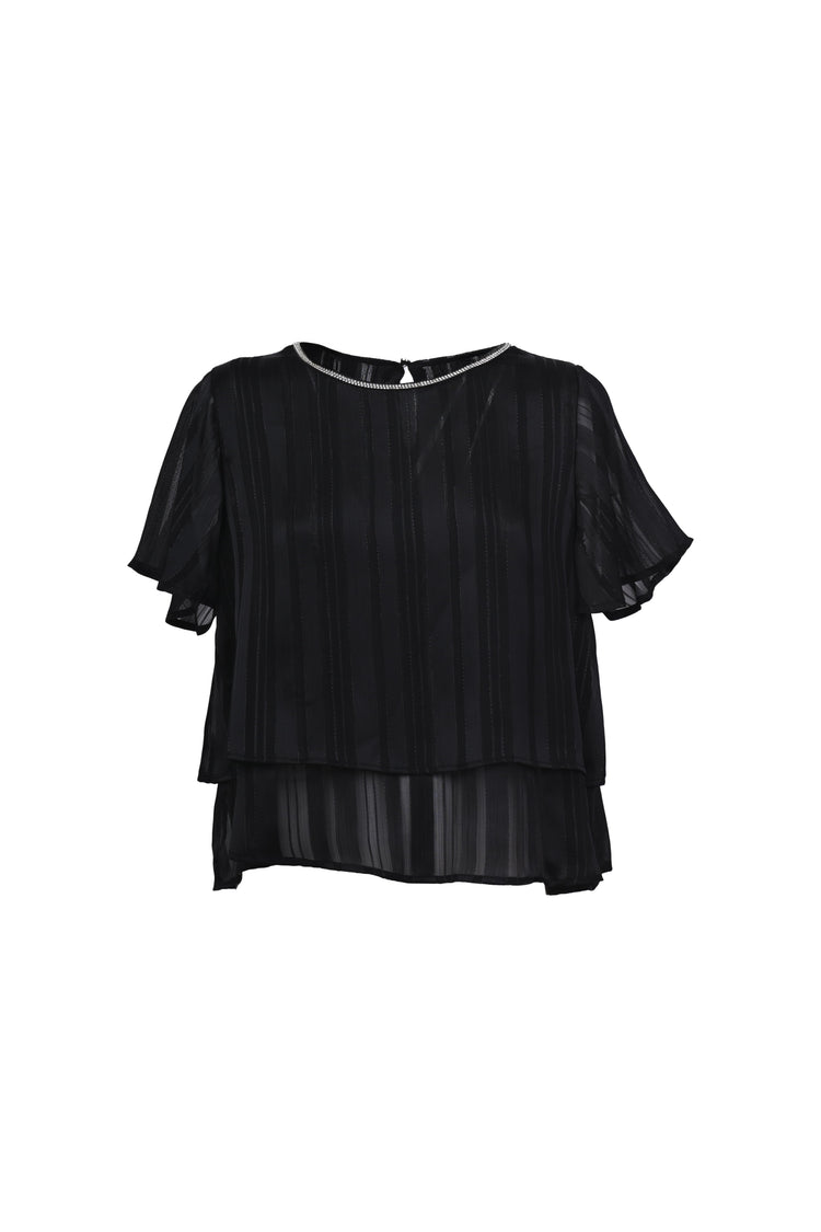 Rhinestone georgette layered top