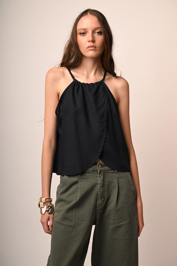 Rounded halter top