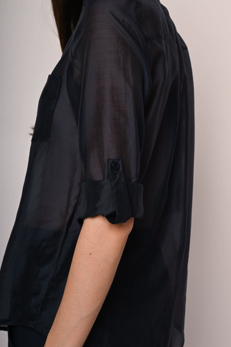 Chest-pocket muslin shirt