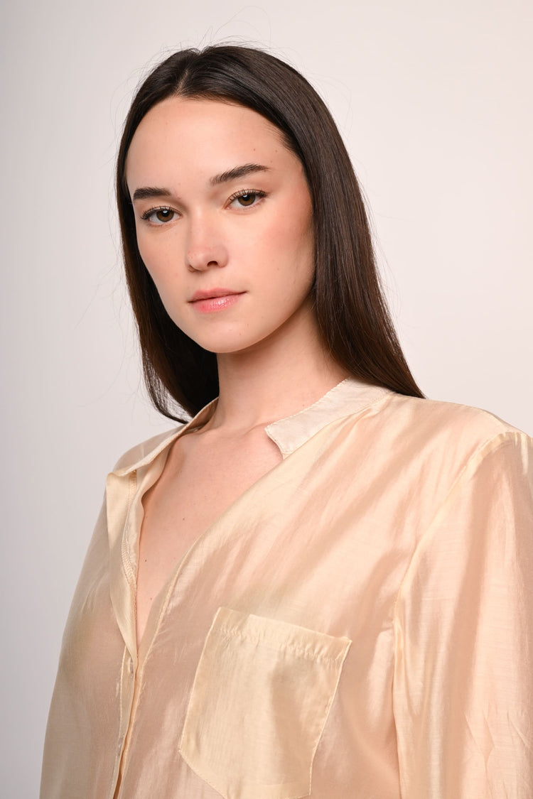 Chest-pocket muslin shirt