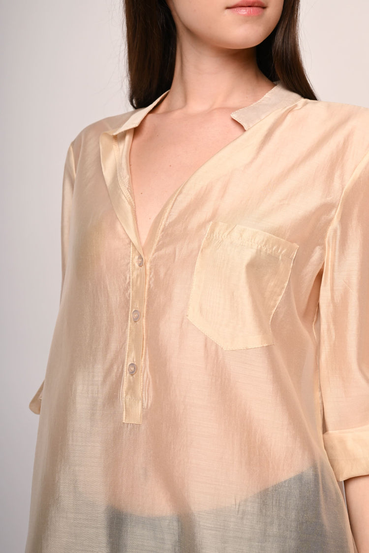 Chest-pocket muslin shirt