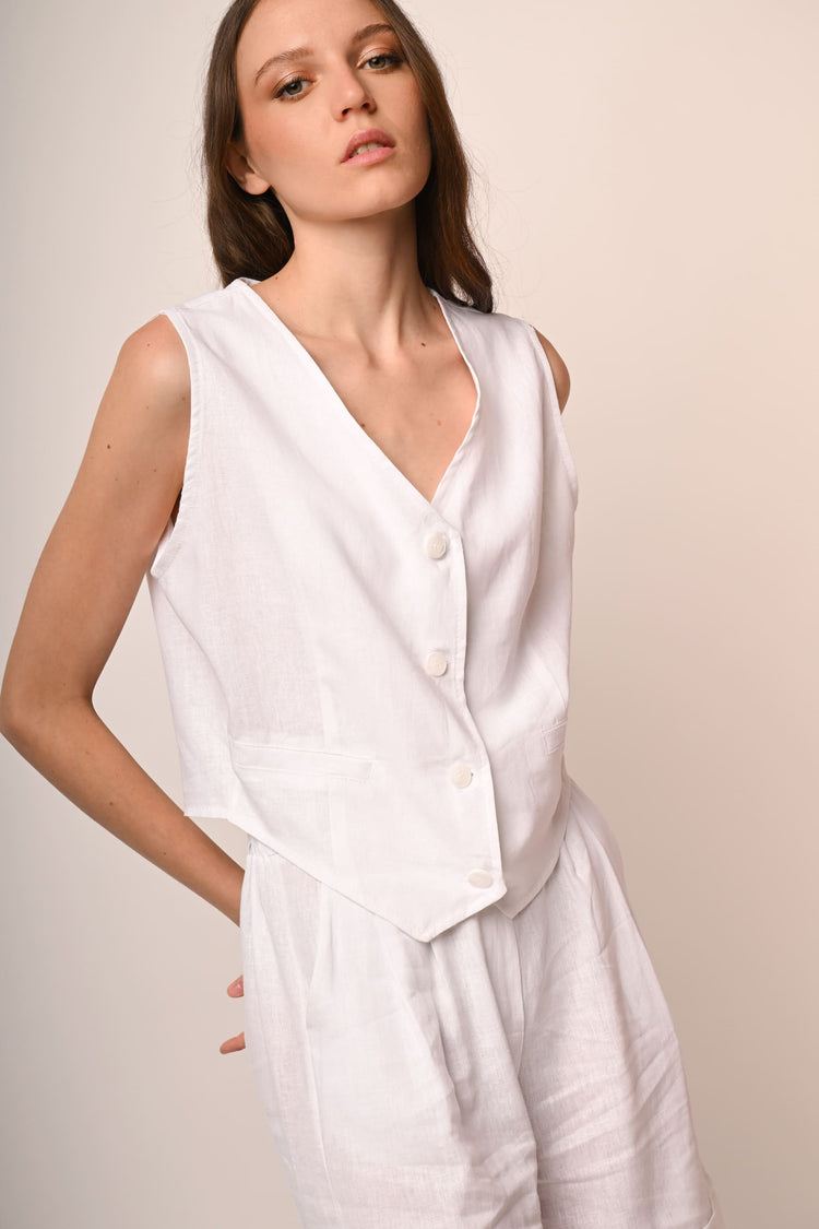 Linen and viscose waistcoat