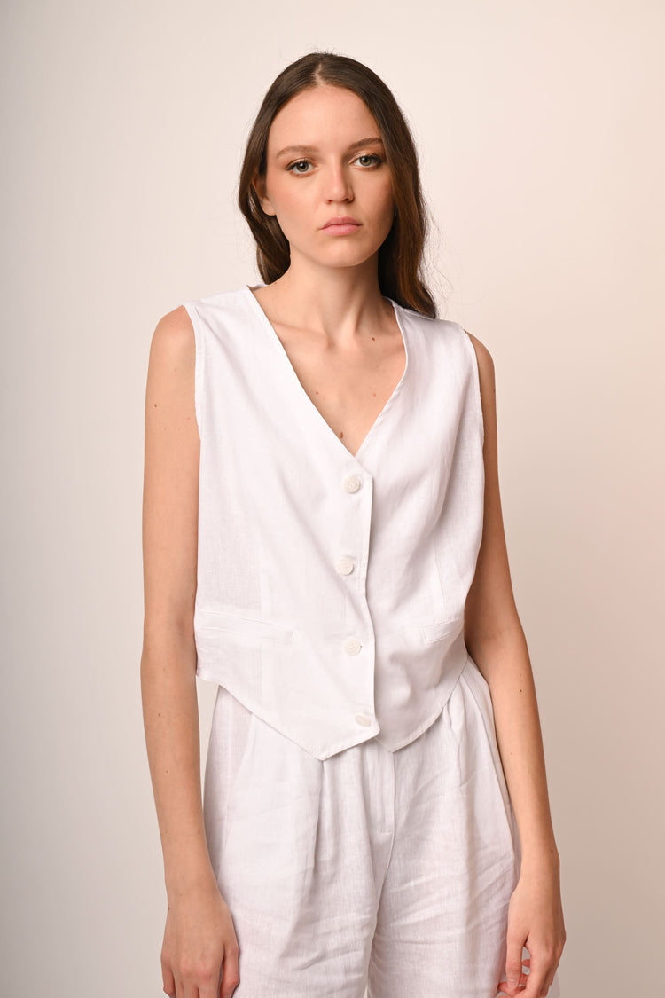 Linen and viscose waistcoat