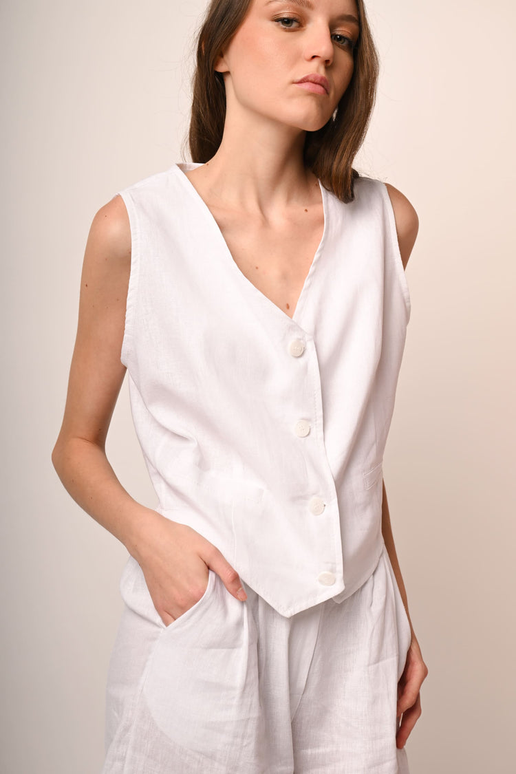 Linen and viscose waistcoat