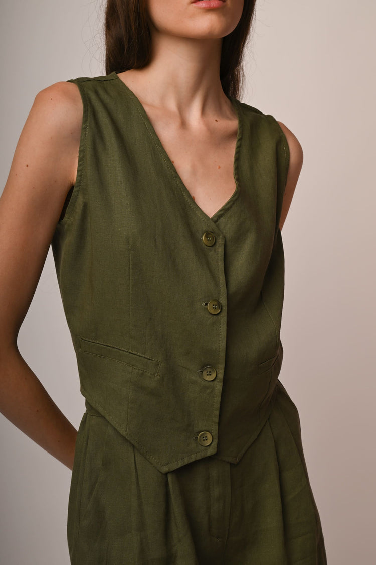 Linen and viscose waistcoat