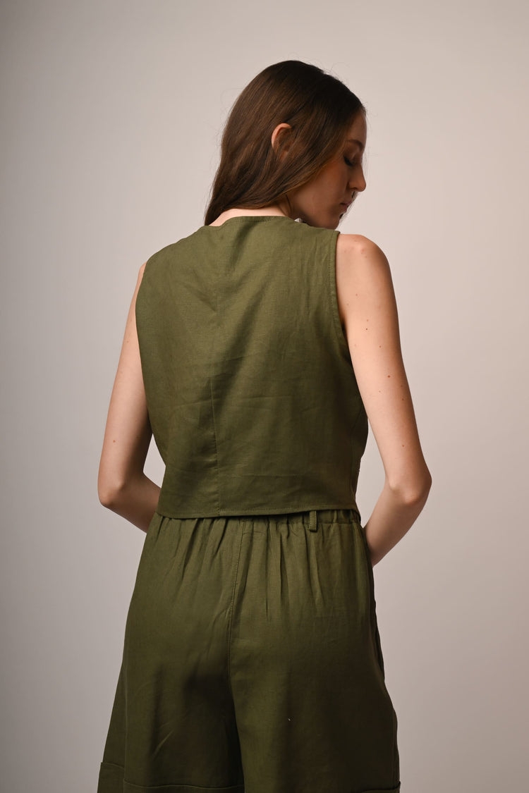 Linen and viscose waistcoat