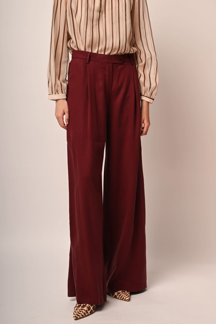 Lyocell wide-leg trousers