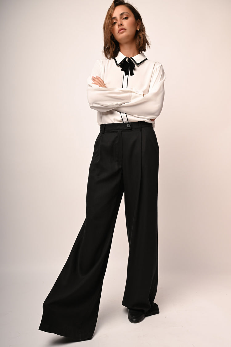 Lyocell wide-leg trousers