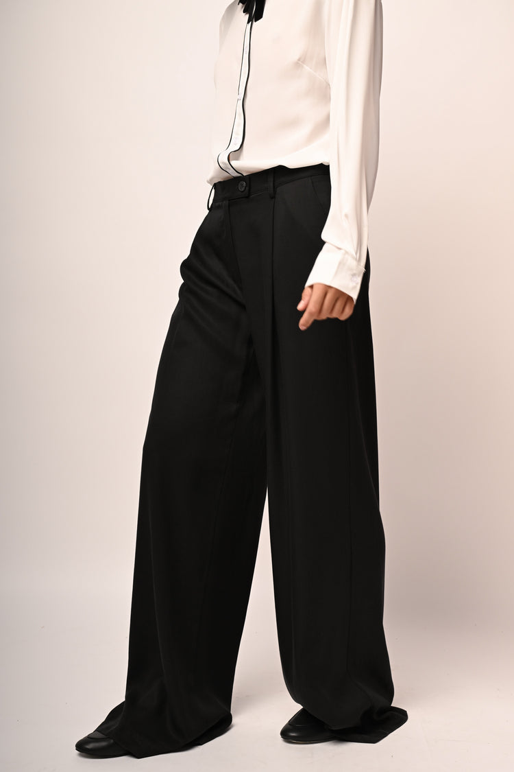 Lyocell wide-leg trousers