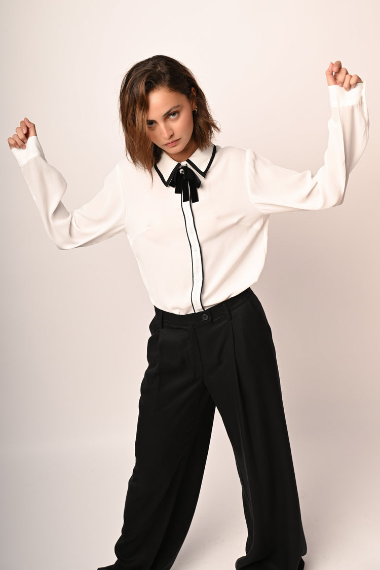 Lyocell wide-leg trousers