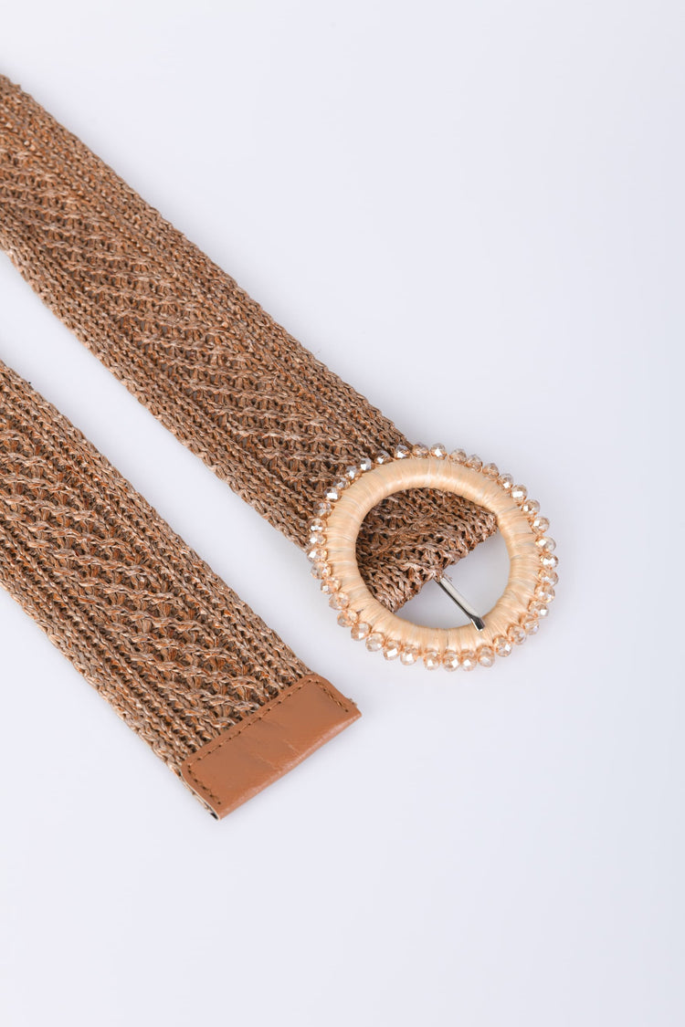 Round buckle crochet belt