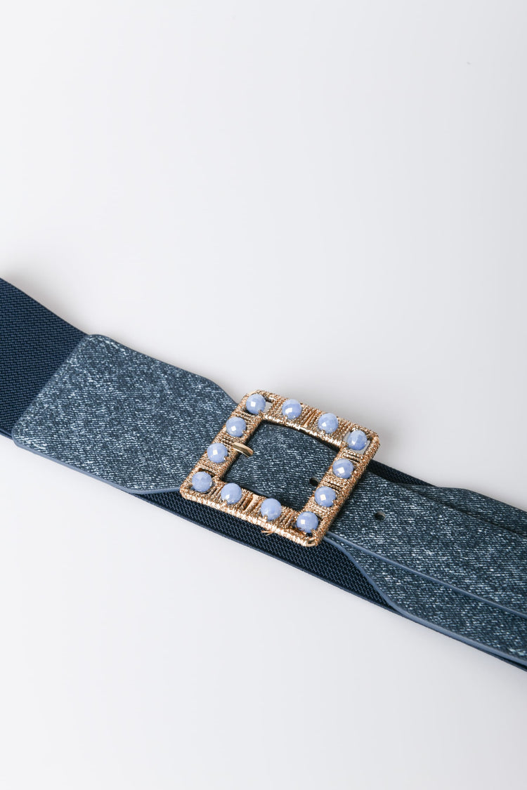 Jewel buckle denim blet