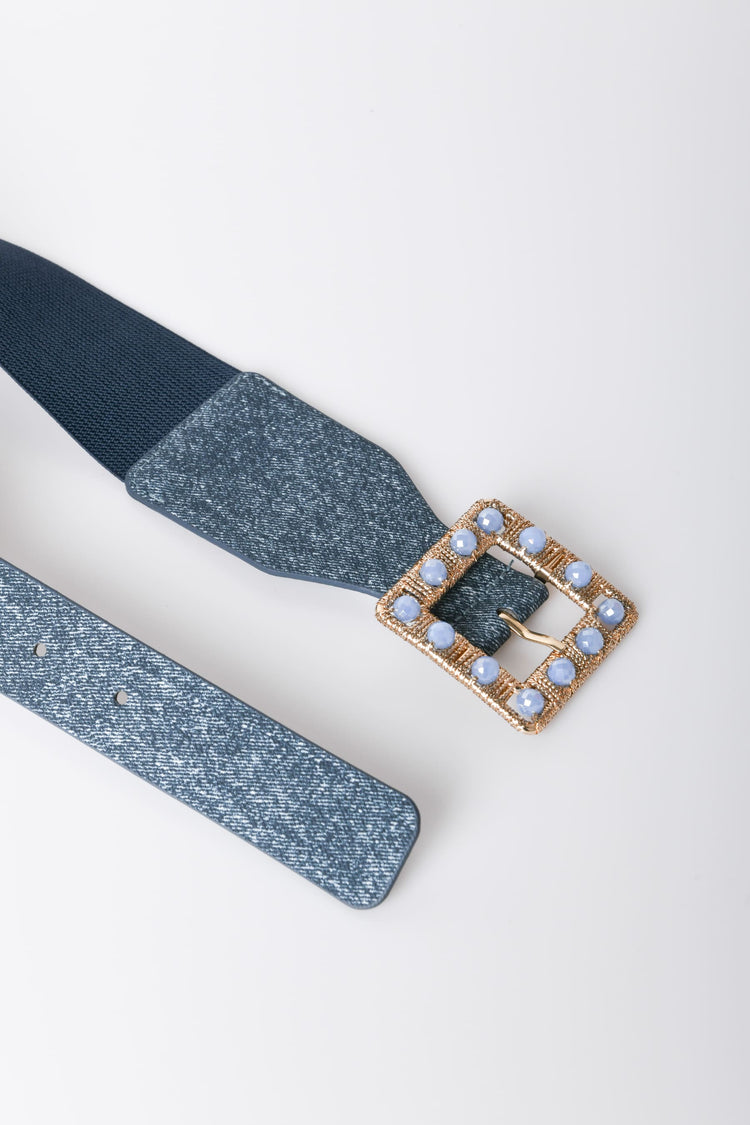 Jewel buckle denim blet