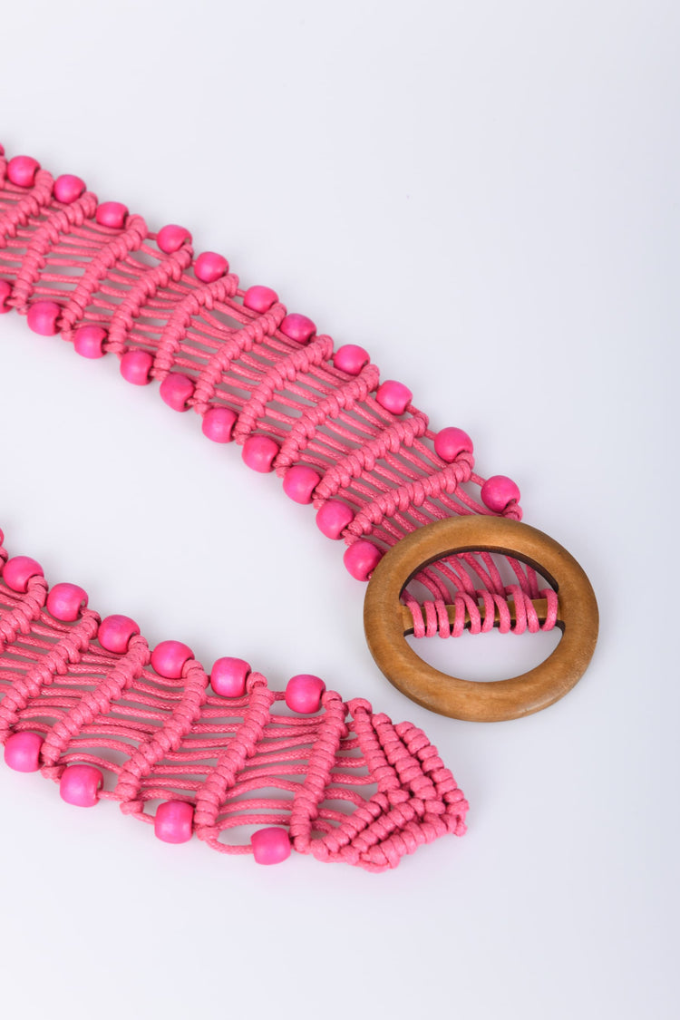 Bead woven rope belt