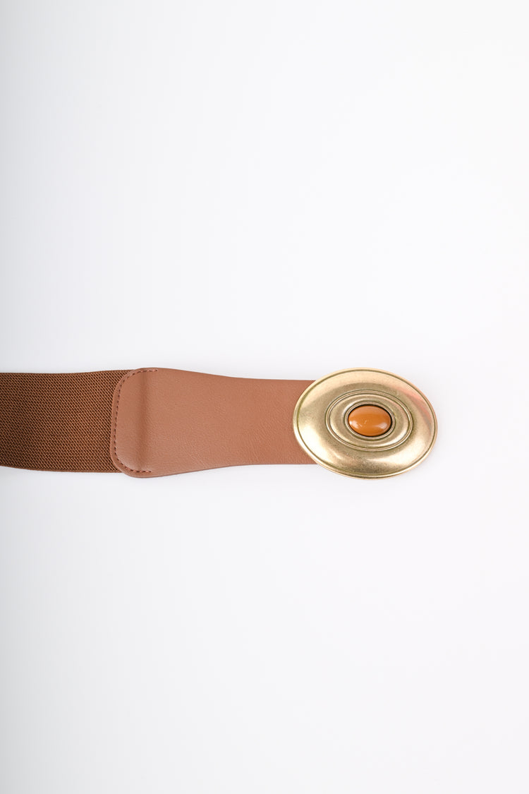 Oval buckle elastic belt