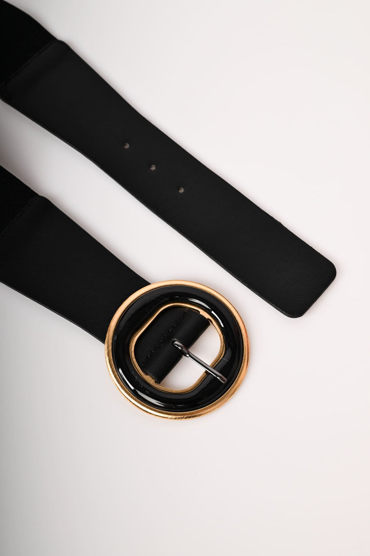 Two-tone buckle elasticated belt