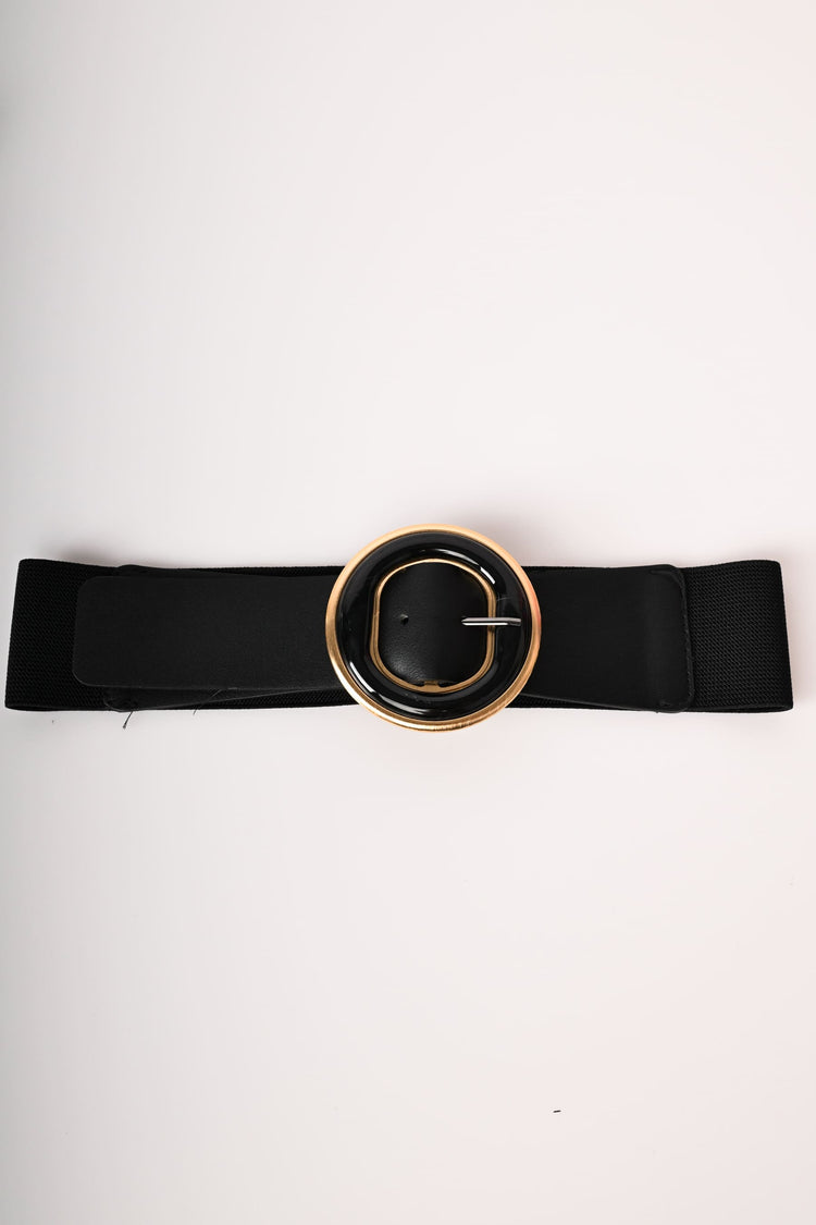 Two-tone buckle elasticated belt
