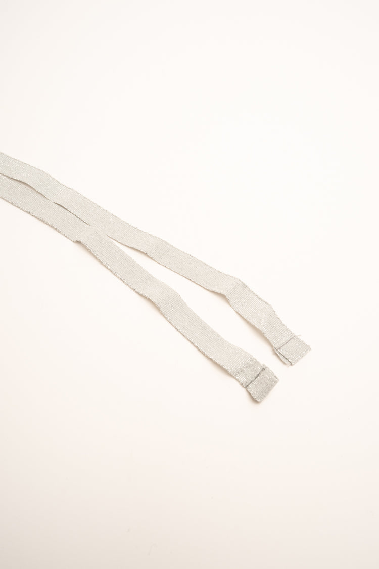 Silver-tone bead and lurex grosgrain jewel belt