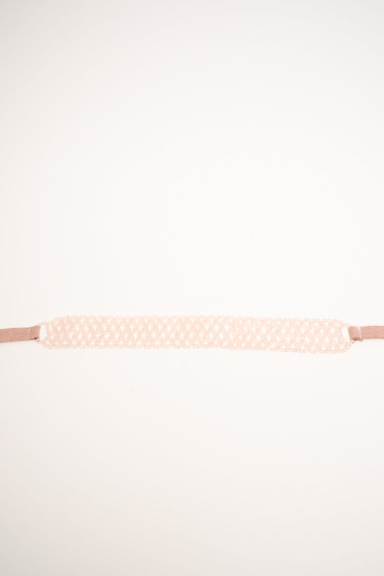 Pink bead and lurex grosgrain jewel belt