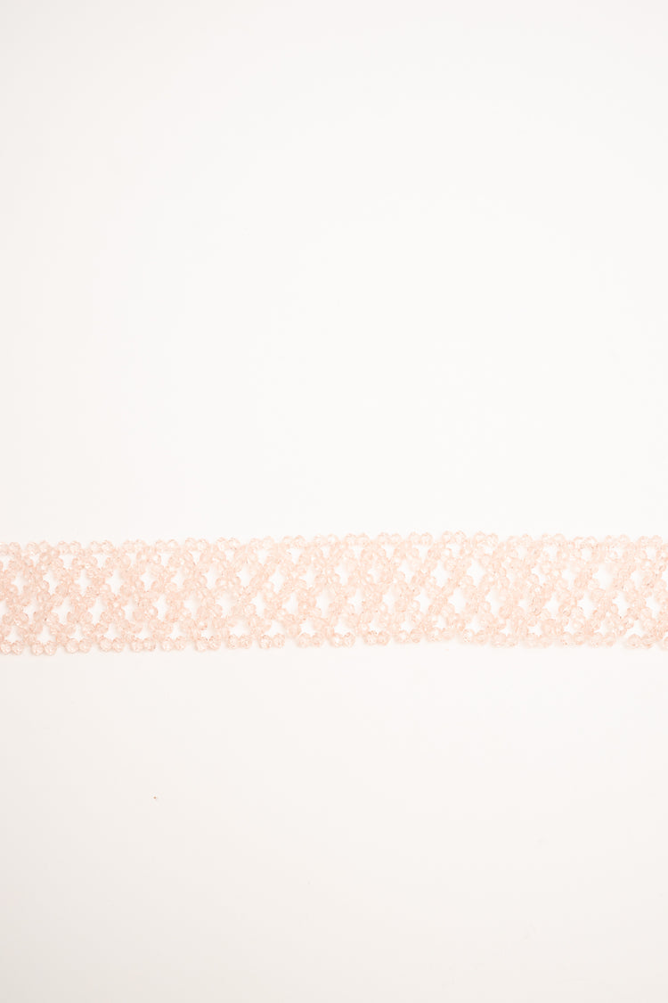 Pink bead and lurex grosgrain jewel belt