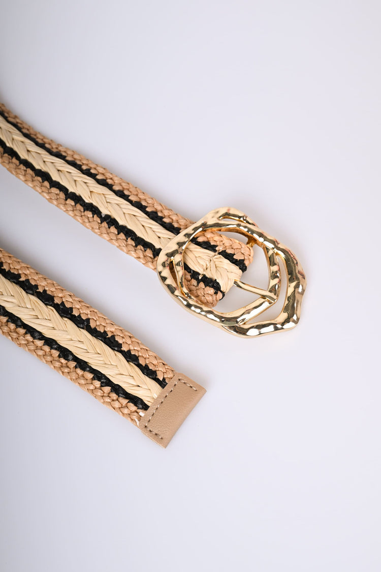 Raffia-effect woven belt