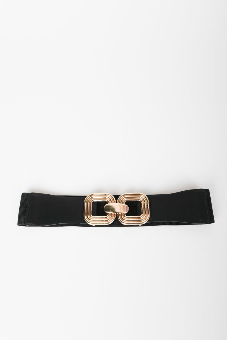 Square double buckle elastic belt