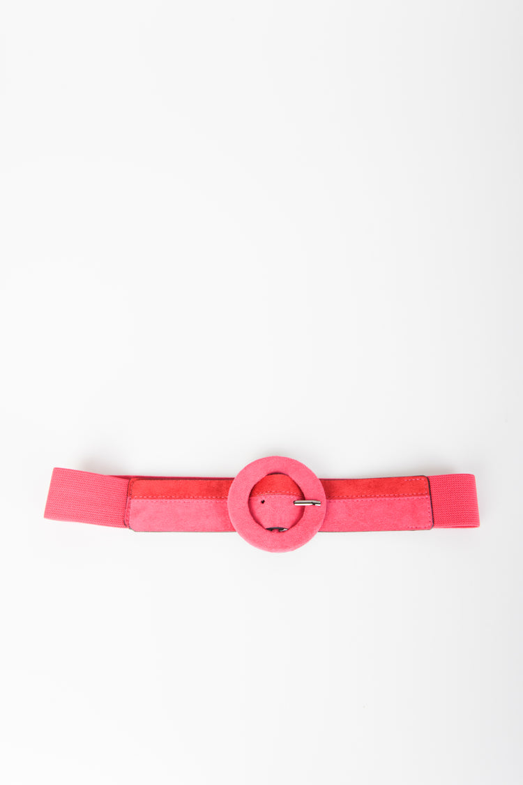 Round buckle two-tone belt