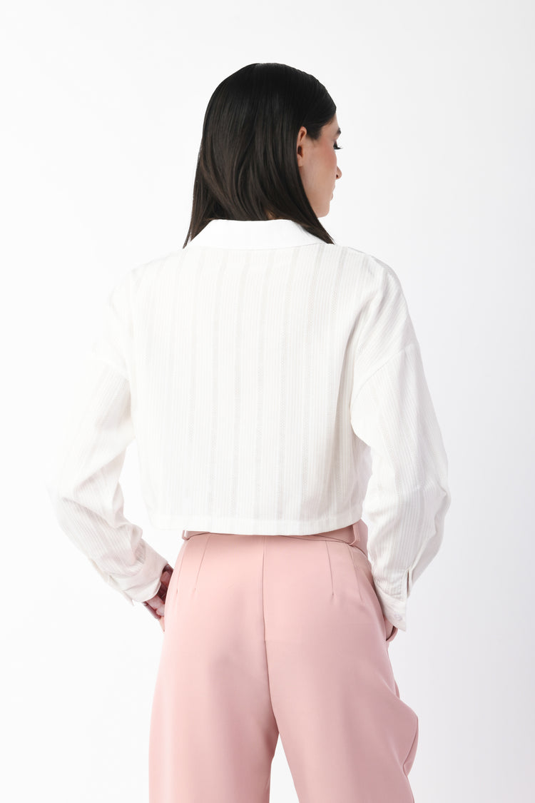 Camicia cropped riga con tascone