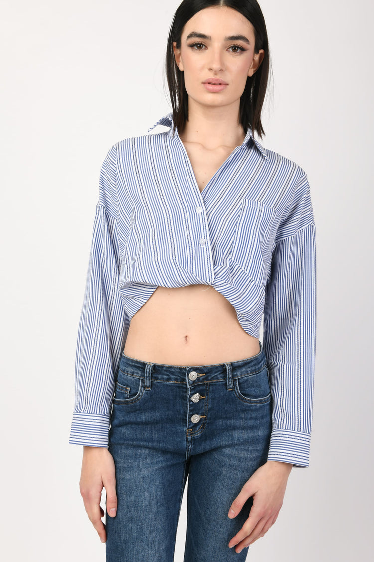 Striped cropped shirt