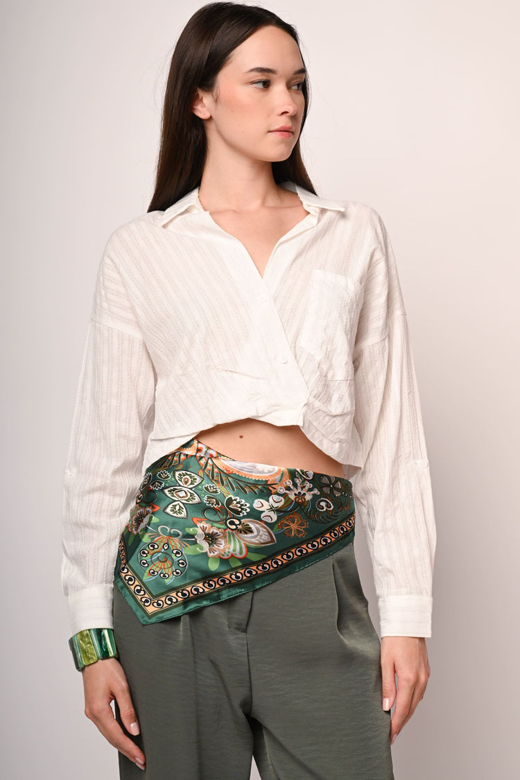Striped cotton cropped shirt
