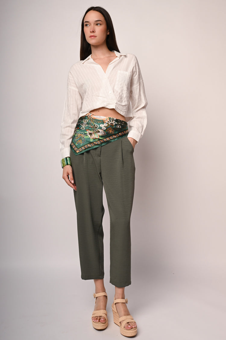 Striped cotton cropped shirt
