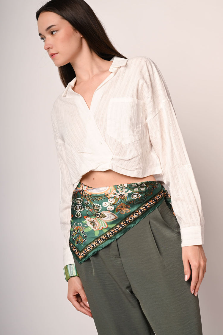 Striped cotton cropped shirt
