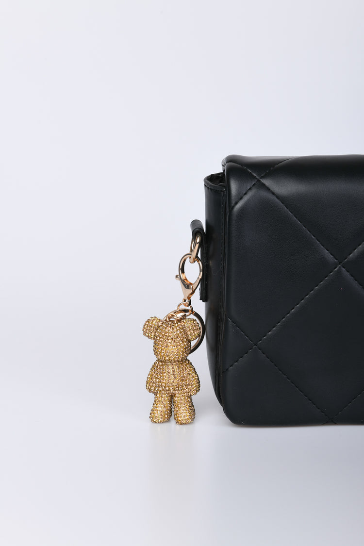 Rhinestoned teddy bear keychain