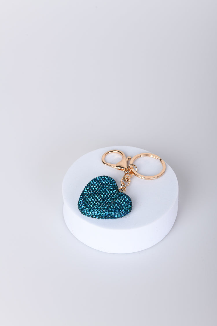 Rhinestoned heart keychain