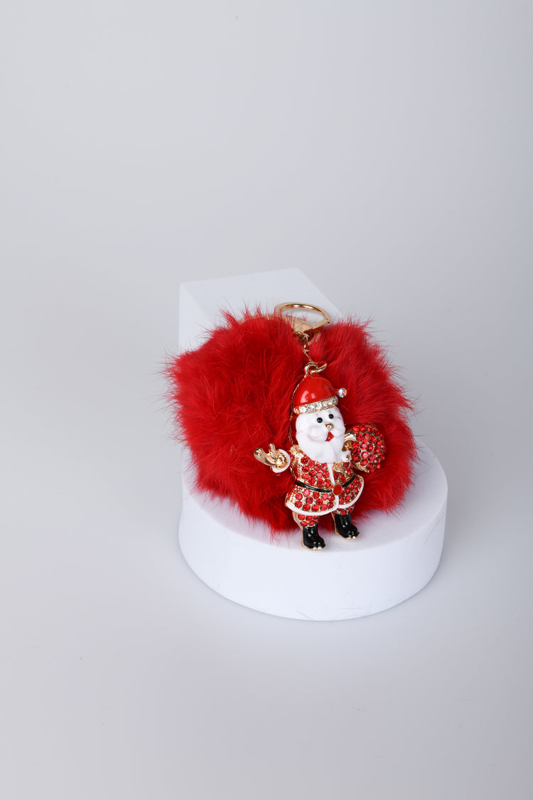 Santa Claus + pompon keychain